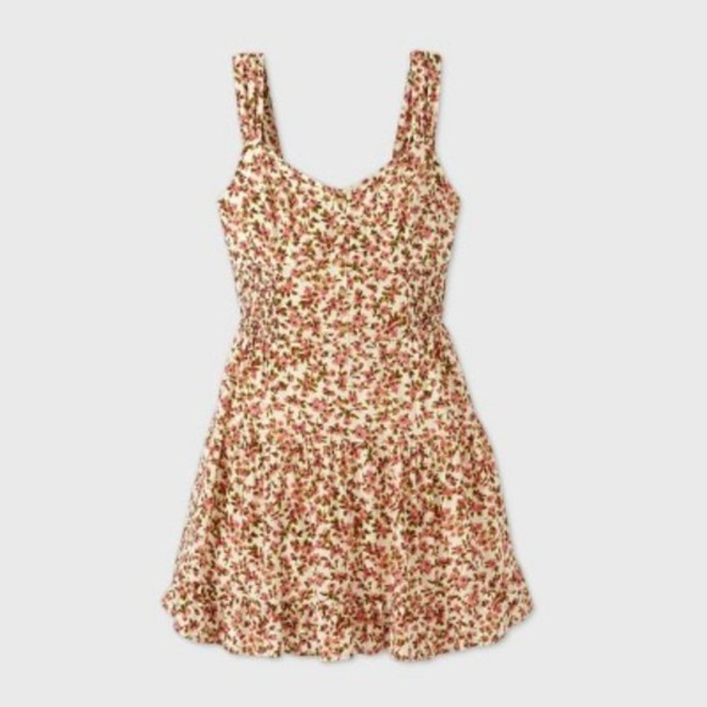 Wild Fable Pink Floral Tiered Smocked Mini Dress